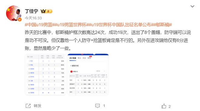 八戒体育-包含比肩文班周琦杨瀚森！郇斯楠U19世界杯场均5盖帽的词条